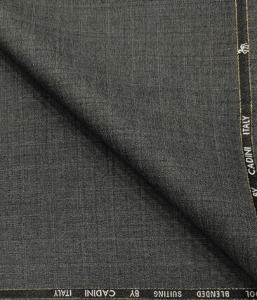 Cadini Men's Wool Checks Super 100's Unstitched Suiting Fabric (Worsted Grey)
