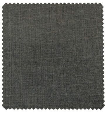 Cadini Men's Wool Checks Super 100's Unstitched Suiting Fabric (Worsted Grey)