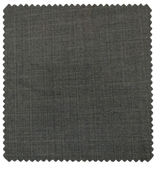 Cadini Men's Wool Checks Super 100's Unstitched Suiting Fabric (Worsted Grey)