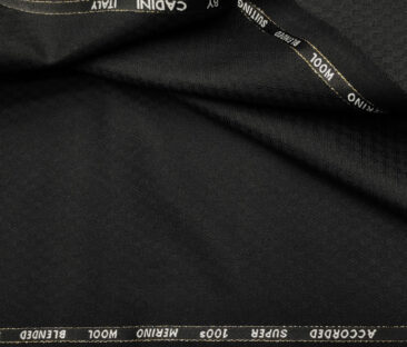 Cadini Men's Wool Jacquard Super 100's Unstitched Suiting Fabric (Black)