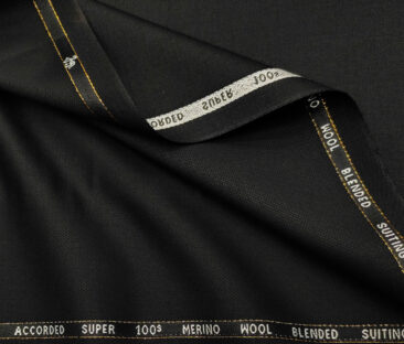 Cadini Men's Wool Structured Super 100's Unstitched Suiting Fabric (Black)