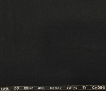 Cadini Men's Wool Structured Super 100's Unstitched Suiting Fabric (Black)