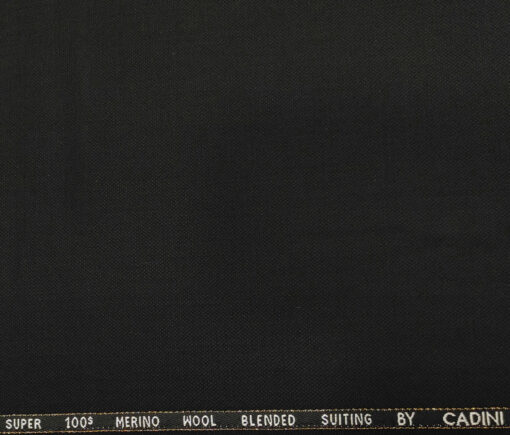 Cadini Men's Wool Structured Super 100's Unstitched Suiting Fabric (Black)