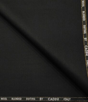 Cadini Men's Wool Structured Super 100's Unstitched Suiting Fabric (Black)