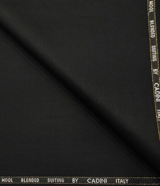 Cadini Men's Wool Structured Super 100's Unstitched Suiting Fabric (Black)