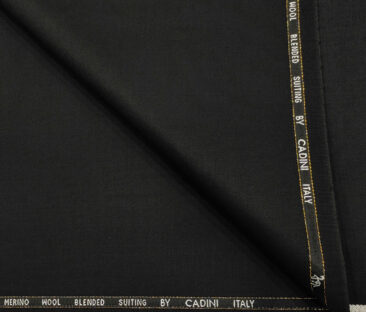 Cadini Men's Wool Structured Super 100's Unstitched Suiting Fabric (Black)