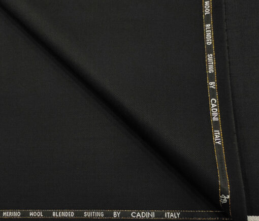Cadini Men's Wool Structured Super 100's Unstitched Suiting Fabric (Black)