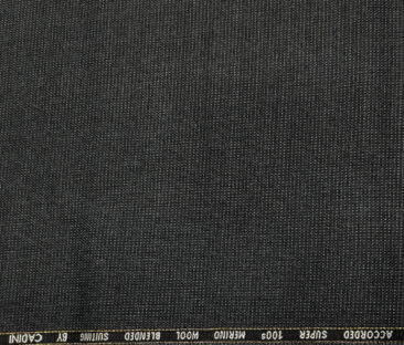 Cadini Men's Wool Checks Super 100's Unstitched Suiting Fabric (Dark Grey)