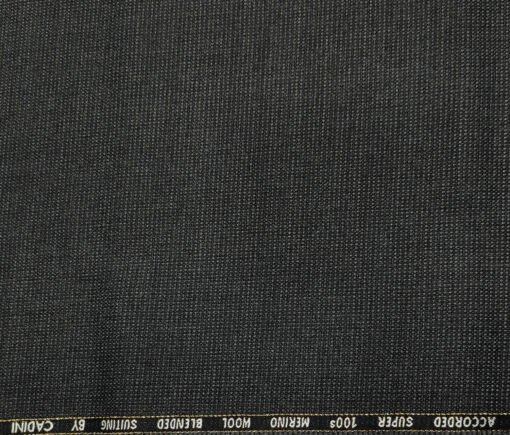 Cadini Men's Wool Checks Super 100's Unstitched Suiting Fabric (Dark Grey)
