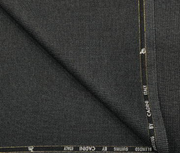 Cadini Men's Wool Checks Super 100's Unstitched Suiting Fabric (Dark Grey)