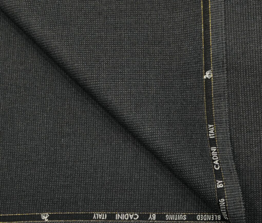 Cadini Men's Wool Checks Super 100's Unstitched Suiting Fabric (Dark Grey)