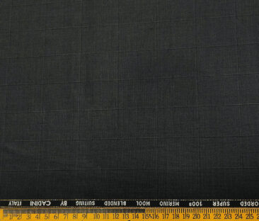Cadini Men's Wool Checks Super 100's Unstitched Suiting Fabric (Dark Grey)