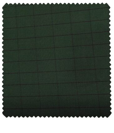Cadini Men's Wool Checks Super 100's Unstitched Suiting Fabric (Dark Pine Green)