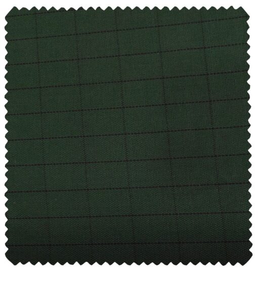Cadini Men's Wool Checks Super 100's Unstitched Suiting Fabric (Dark Pine Green)
