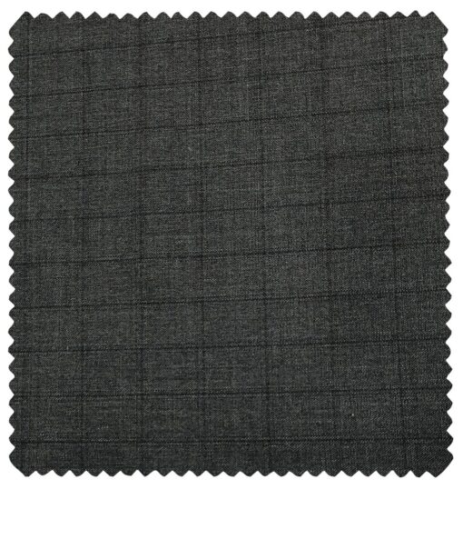 Cadini Men's Wool Checks Super 100's Unstitched Suiting Fabric (Dark Worsted Grey)