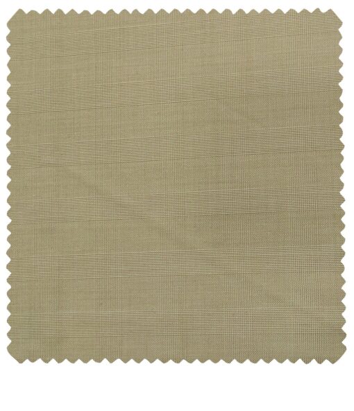 Cadini Men's Wool Checks Super 100's Unstitched Suiting Fabric (Oat Beige)