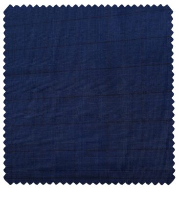 Cadini Men's Wool Checks Super 100's Unstitched Suiting Fabric (Royal Blue)
