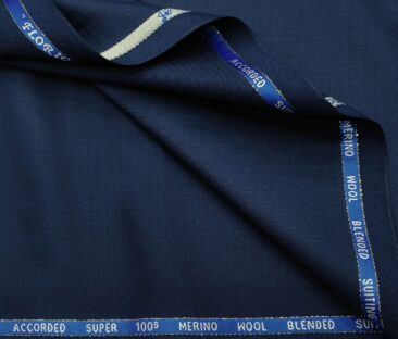 Cadini Men's Wool Solids Super 100's Unstitched Suiting Fabric (Royal Blue)