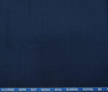 Cadini Men's Wool Solids Super 100's Unstitched Suiting Fabric (Royal Blue)