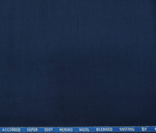 Cadini Men's Wool Solids Super 100's Unstitched Suiting Fabric (Royal Blue)