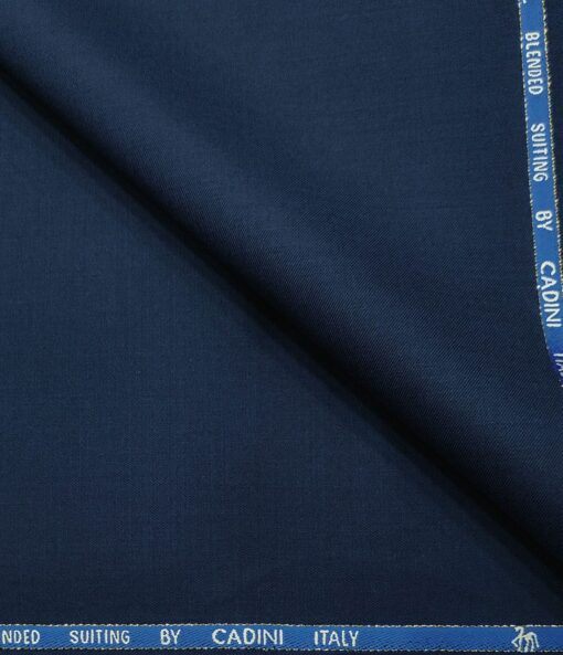 Cadini Men's Wool Solids Super 100's Unstitched Suiting Fabric (Royal Blue)