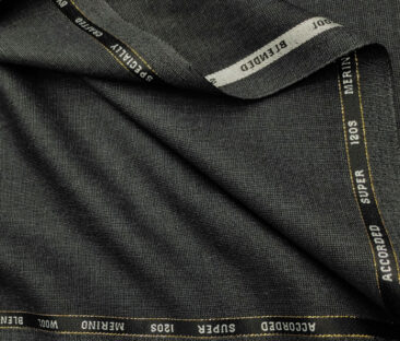 Cadini Men's Wool Structured Super 120's Unstitched Suiting Fabric (Dark Grey)