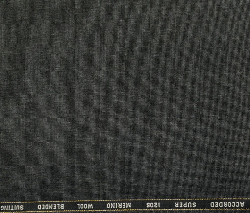 Cadini Men's Wool Structured Super 120's Unstitched Suiting Fabric (Dark Grey)