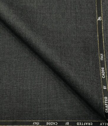 Cadini Men's Wool Structured Super 120's Unstitched Suiting Fabric (Dark Grey)