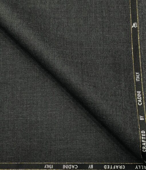 Cadini Men's Wool Structured Super 120's Unstitched Suiting Fabric (Dark Grey)
