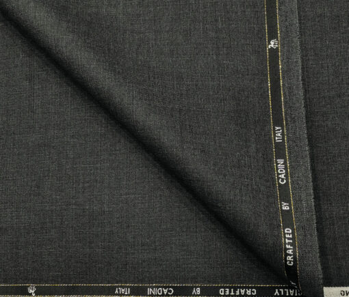 Cadini Men's Wool Structured Super 120's Unstitched Suiting Fabric (Dark Grey)