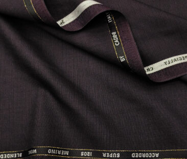 Cadini Men's Wool Structured Super 120's Unstitched Suiting Fabric (Dark Wine)