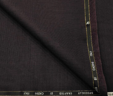 Cadini Men's Wool Structured Super 120's Unstitched Suiting Fabric (Dark Wine)