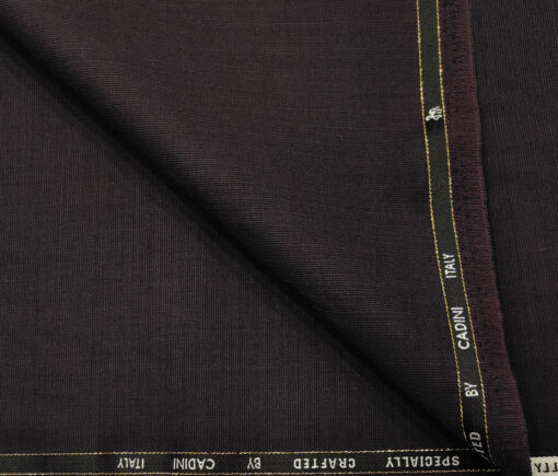 Cadini Men's Wool Structured Super 120's Unstitched Suiting Fabric (Dark Wine)