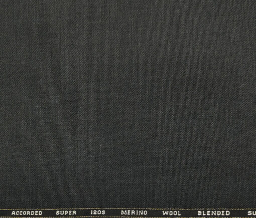 Cadini Men's Wool Structured Super 120's Unstitched Suiting Fabric (Dark Worsted Grey)