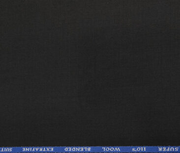 Cadini Men's Wool Solids Super 110's Unstitched Suiting Fabric (Black)