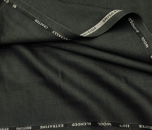 Cadini Men's Wool Solids Super 110's Unstitched Suiting Fabric (Dark Grey)
