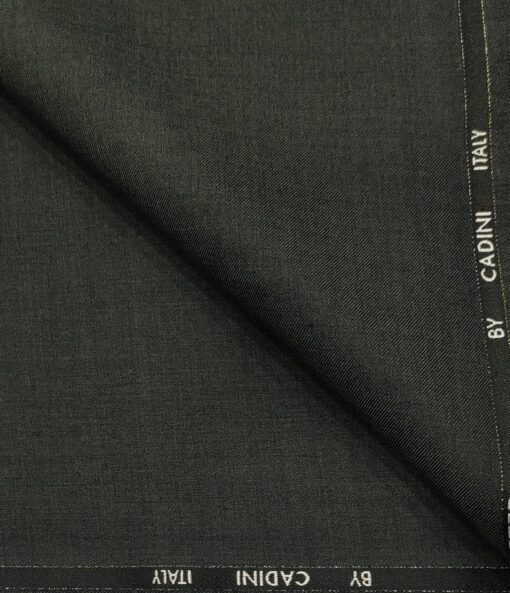 Cadini Men's Wool Solids Super 110's Unstitched Suiting Fabric (Dark Grey)