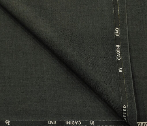 Cadini Men's Wool Solids Super 110's Unstitched Suiting Fabric (Dark Grey)