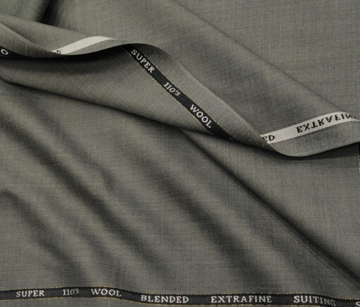 Cadini Men's Wool Solids Super 110's Unstitched Suiting Fabric (Worsted Grey)