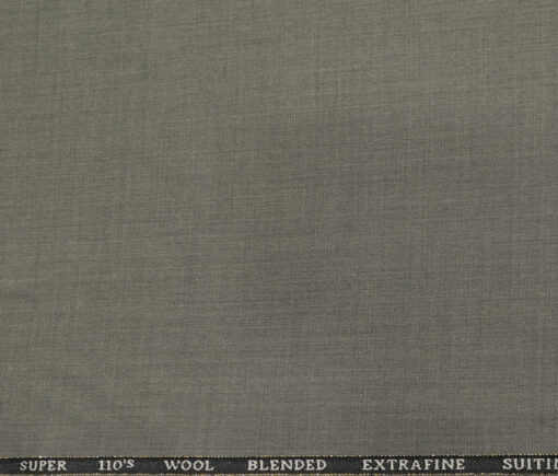 Cadini Men's Wool Solids Super 110's Unstitched Suiting Fabric (Worsted Grey)
