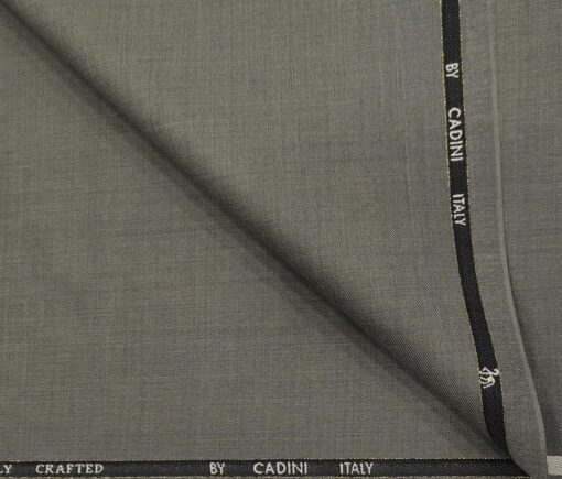Cadini Men's Wool Solids Super 110's Unstitched Suiting Fabric (Worsted Grey)