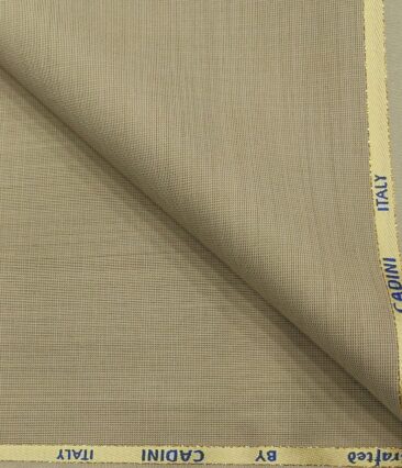 Cadini Men's Wool Structured Super 110's Unstitched Suiting Fabric (Beige)