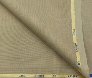 Cadini Men's Wool Structured Super 110's Unstitched Suiting Fabric (Beige)