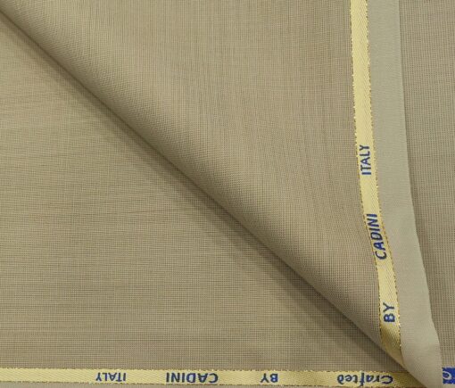 Cadini Men's Wool Structured Super 110's Unstitched Suiting Fabric (Beige)