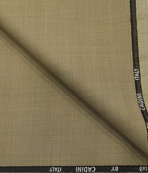 Cadini Men's Wool Checks Super 110's Unstitched Suiting Fabric (Beige)