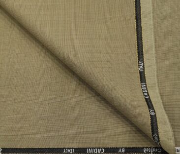 Cadini Men's Wool Checks Super 110's Unstitched Suiting Fabric (Beige)