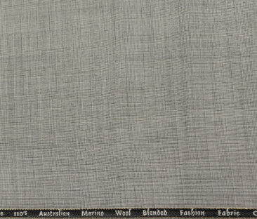 Cadini Men's Wool Checks Super 110's Unstitched Suiting Fabric (Light Grey)