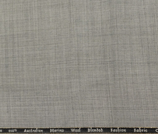 Cadini Men's Wool Checks Super 110's Unstitched Suiting Fabric (Light Grey)
