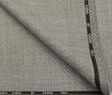Cadini Men's Wool Checks Super 110's Unstitched Suiting Fabric (Light Grey)