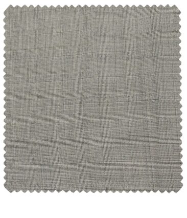 Cadini Men's Wool Checks Super 110's Unstitched Suiting Fabric (Light Grey)